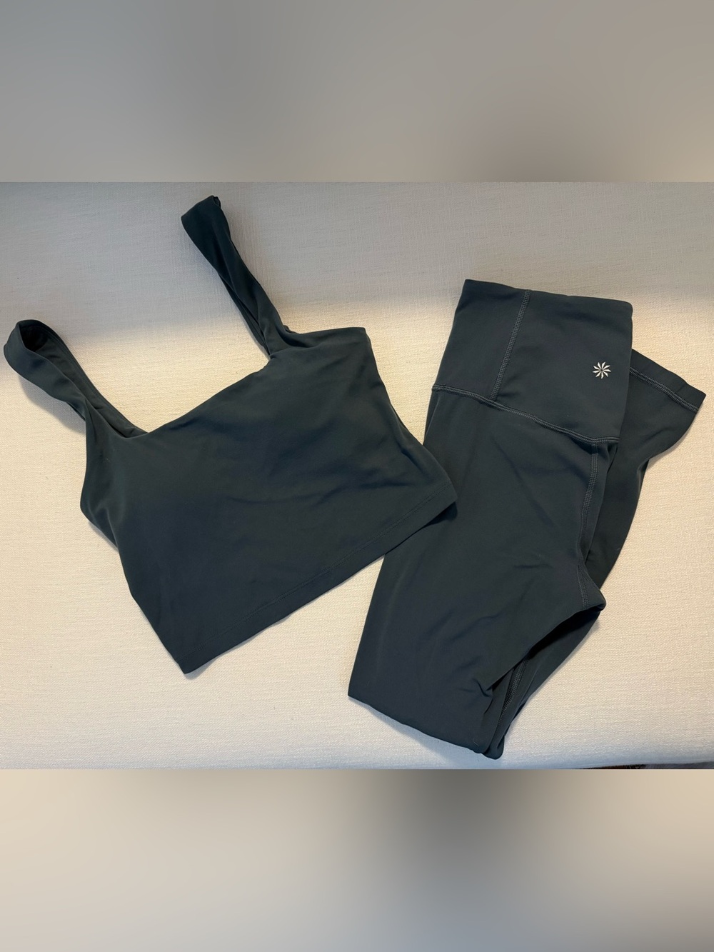 Athleta Transcend Square Neck Crop Sports Bra & Elation Ultra High Rise Legging